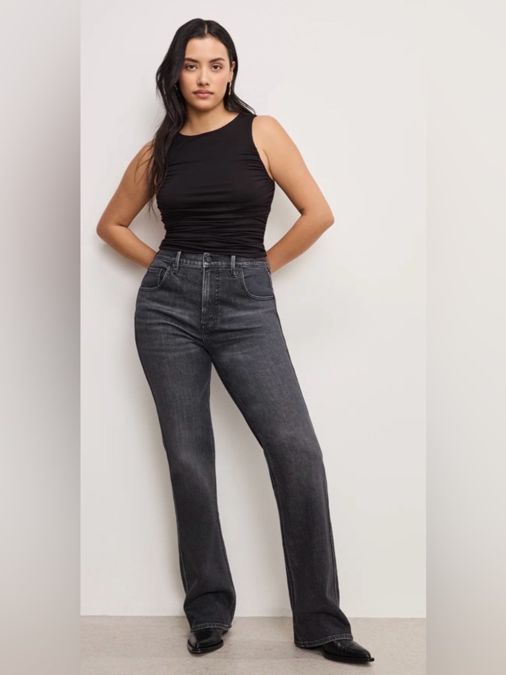 Good American Good Cowboy Bootcut Jean in Black or Indigo